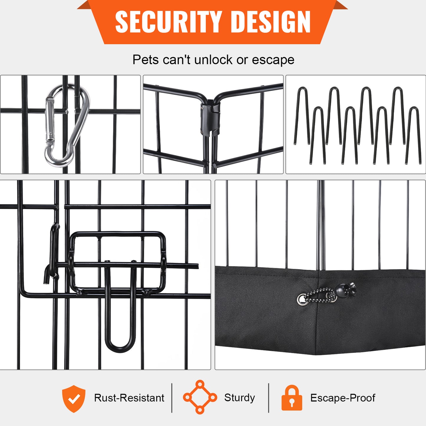 Foldable 8-Panel Dog Playpen with Top Cover