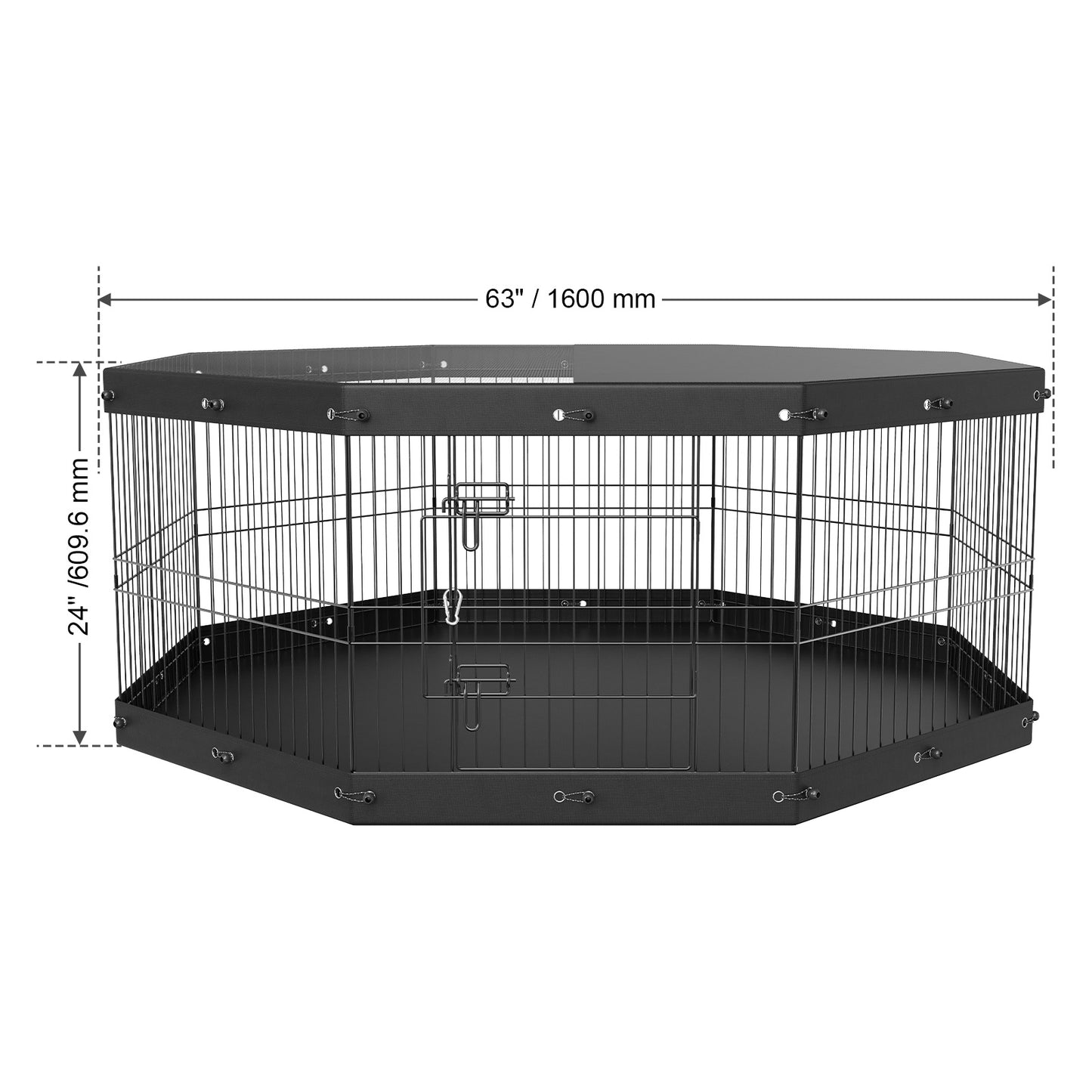 Foldable 8-Panel Dog Playpen with Top Cover