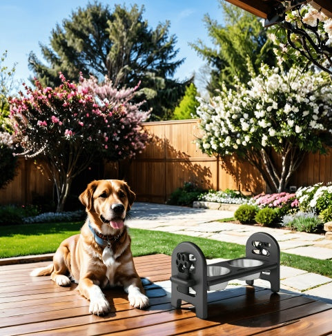 Adjustable White Pet Bowl HDPE Travel Recycled Poly Lumber