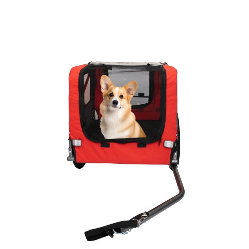 Outdoor Heavy Duty Foldable Pet Stroller Dog Carriers Bicycle | Grey+Red