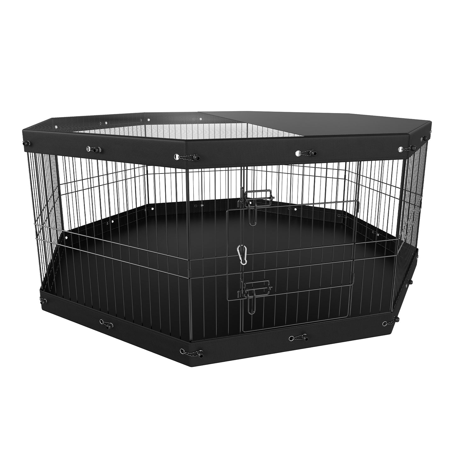 Foldable 8-Panel Dog Playpen with Top Cover