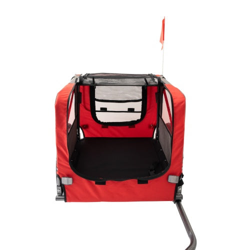 Outdoor Heavy Duty Foldable Pet Stroller Dog Carriers Bicycle | Grey+Red