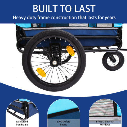 Outdoor Heavy Duty Foldable Pet Stroller Dog Carriers Bicycle | Blue