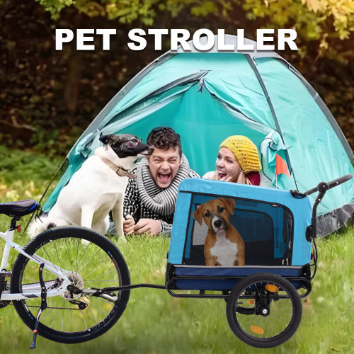 Outdoor Heavy Duty Foldable Pet Stroller Dog Carriers Bicycle | Blue