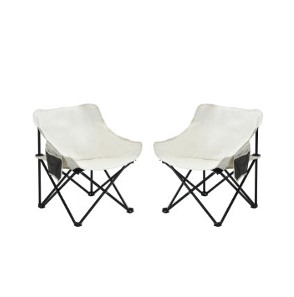 2 PCS Outdoor Camping Chairs Folding Portable, Carry Bag ,Beige