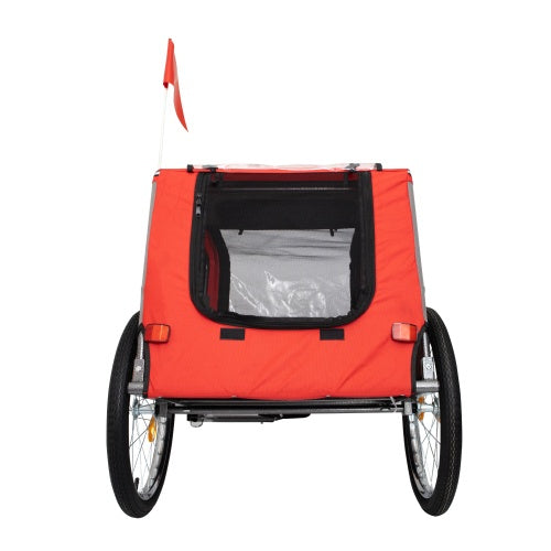 Outdoor Heavy Duty Foldable Pet Stroller Dog Carriers Bicycle | Grey+Red