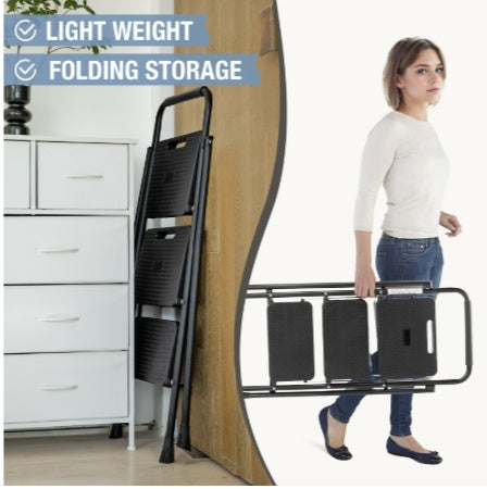 3-Step Folding Ladder with Safety Buckle