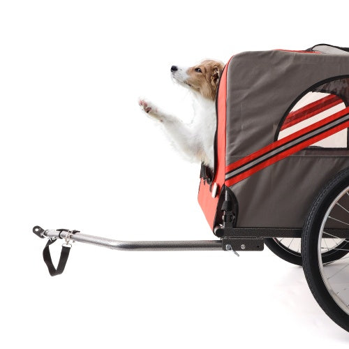 Outdoor Heavy Duty Foldable Pet Stroller Dog Carriers Bicycle | Grey+Red