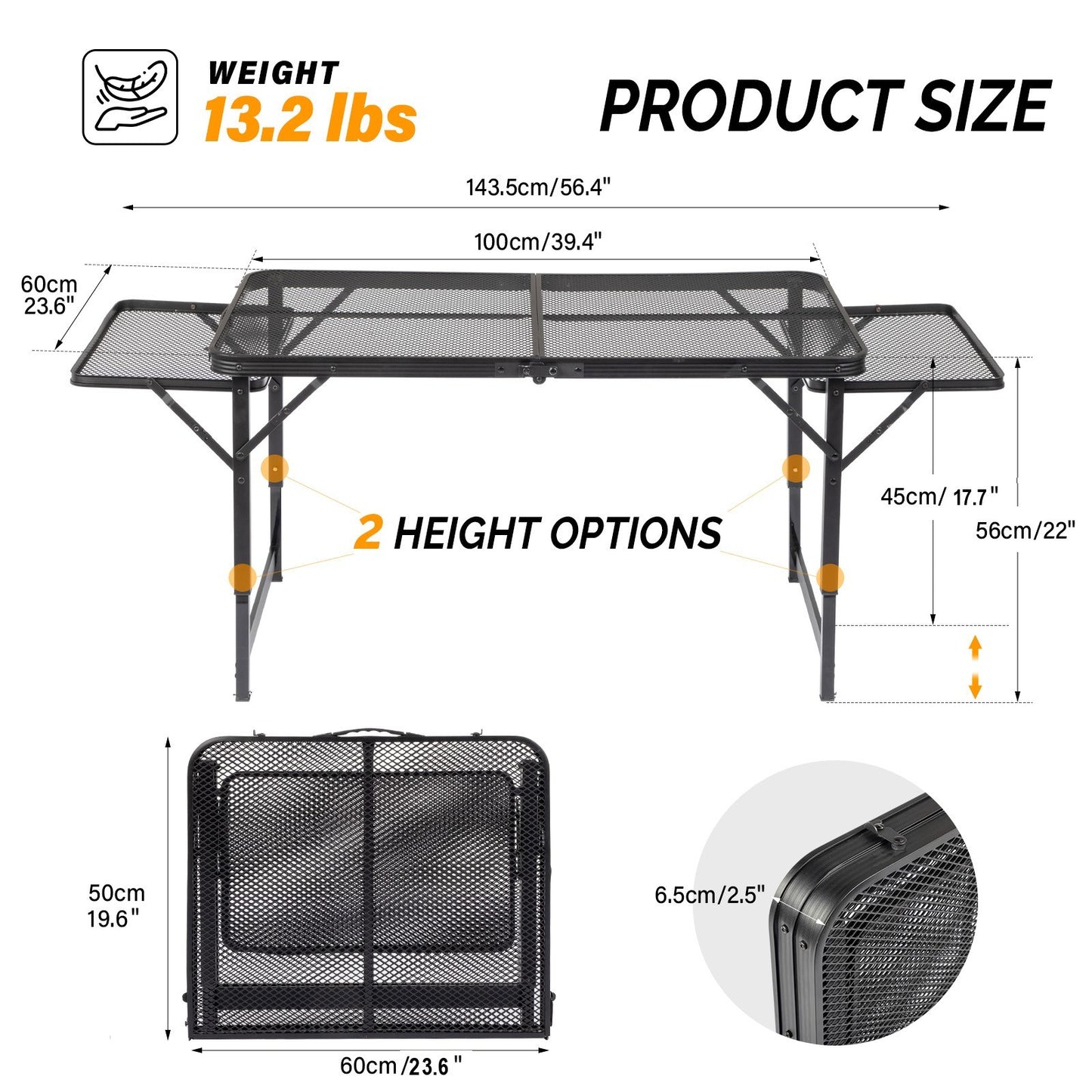 4.7 FT Black Outdoor Folding Table
