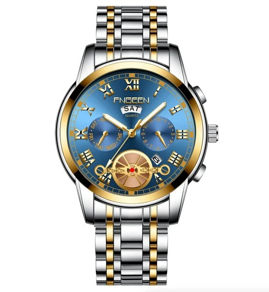 Men's Watch Relojes De Hombre Stainless Steel Quartz Classic Waterproof FNGEEN
