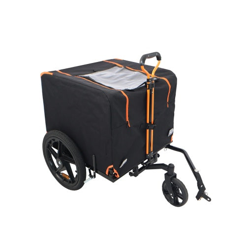 Foldable Pet Stroller & Bike Trailer | Small Dogs/Cats, Orange & Black