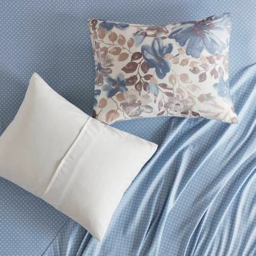 Floral Comforter Set With Bed Sheets | Blue Queen