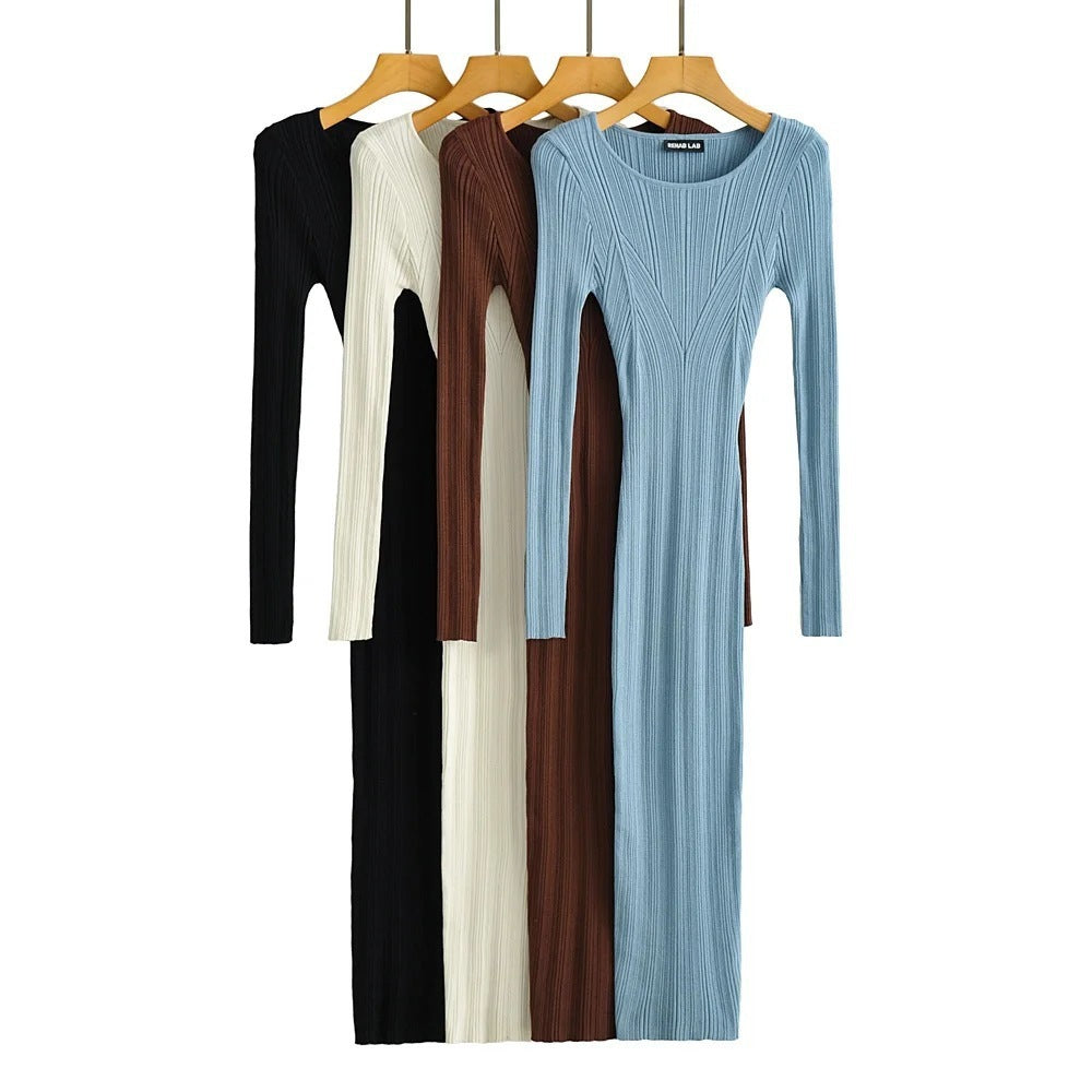 Slimming Sheath Long Sleeve Knitted Dress