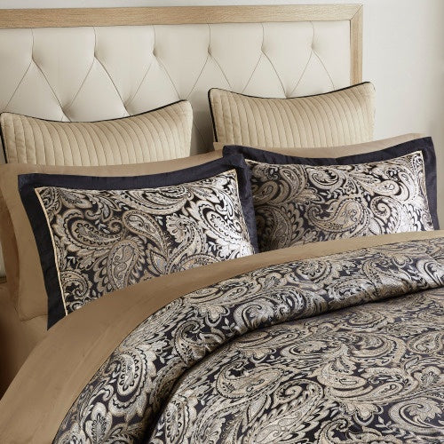 12 Piece Comforter Set With Cotton Bed Sheets | Black Queen