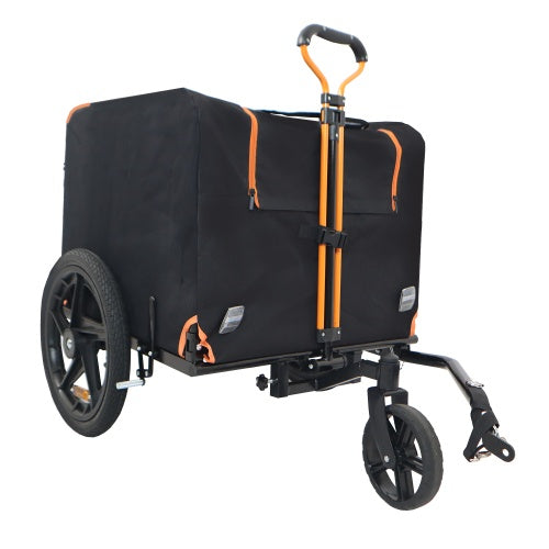 Foldable Pet Stroller & Bike Trailer | Small Dogs/Cats, Orange & Black