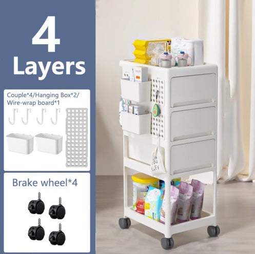 4-Tier Rolling Storage Cart | Multi-Room Use