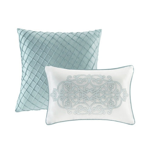 12 Piece Comforter Set With Cotton Bed Sheets | Blue Queen