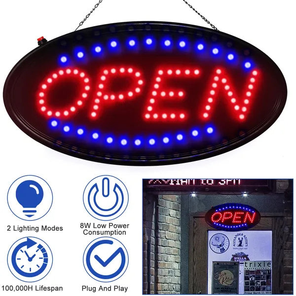 Ultra Bright LED Neon Open Sign Normal Lighting Store Business Sign Animated Motion