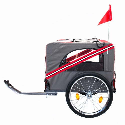 Outdoor Heavy Duty Foldable Pet Stroller Dog Carriers Bicycle | Grey+Red