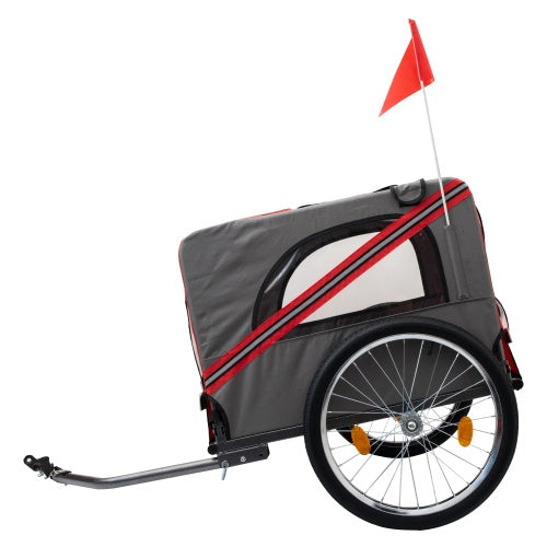 Outdoor Heavy Duty Foldable Pet Stroller Dog Carriers Bicycle | Grey+Red