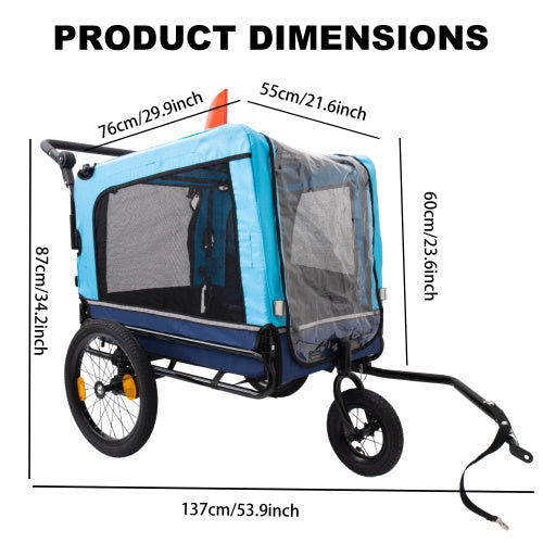 Outdoor Heavy Duty Foldable Pet Stroller Dog Carriers Bicycle | Blue