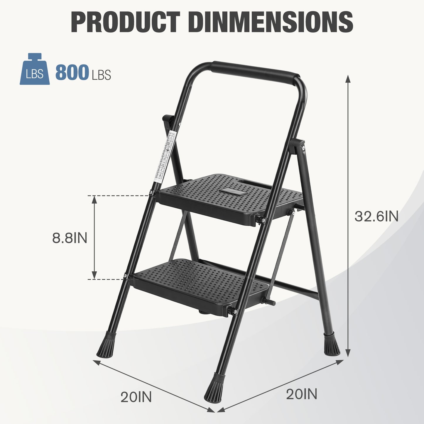 3-Step Folding Ladder with Safety Buckle