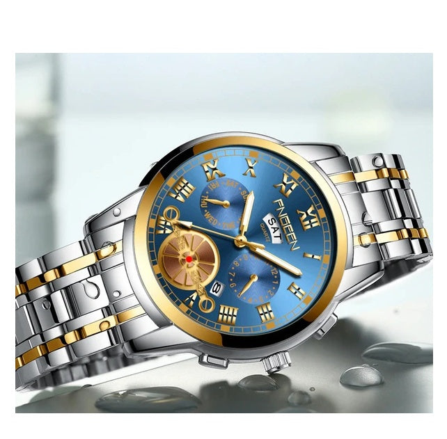 Men's Watch Relojes De Hombre Stainless Steel Quartz Classic Waterproof FNGEEN