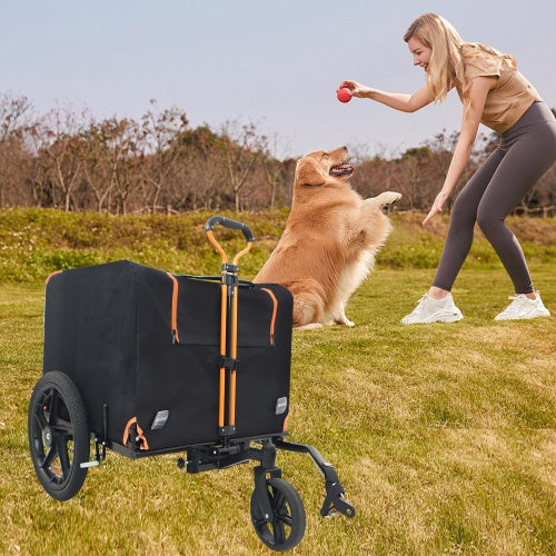 Foldable Pet Stroller & Bike Trailer | Small Dogs/Cats, Orange & Black
