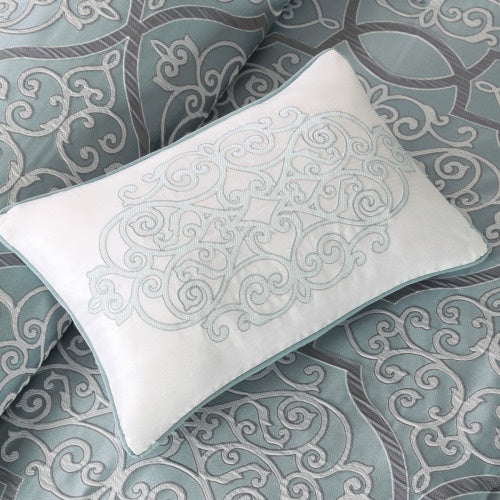 12 Piece Comforter Set With Cotton Bed Sheets | Blue Queen