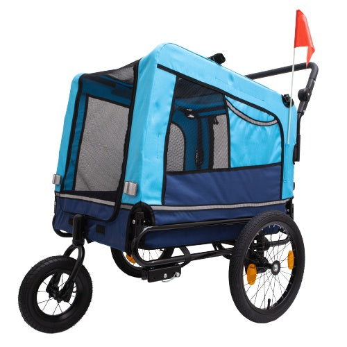 Outdoor Heavy Duty Foldable Pet Stroller Dog Carriers Bicycle | Blue