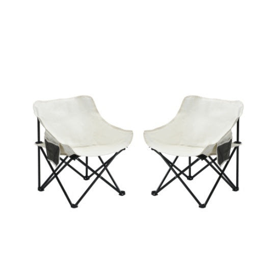 2 PCS Outdoor Camping Chairs Folding Portable, Carry Bag ,Beige