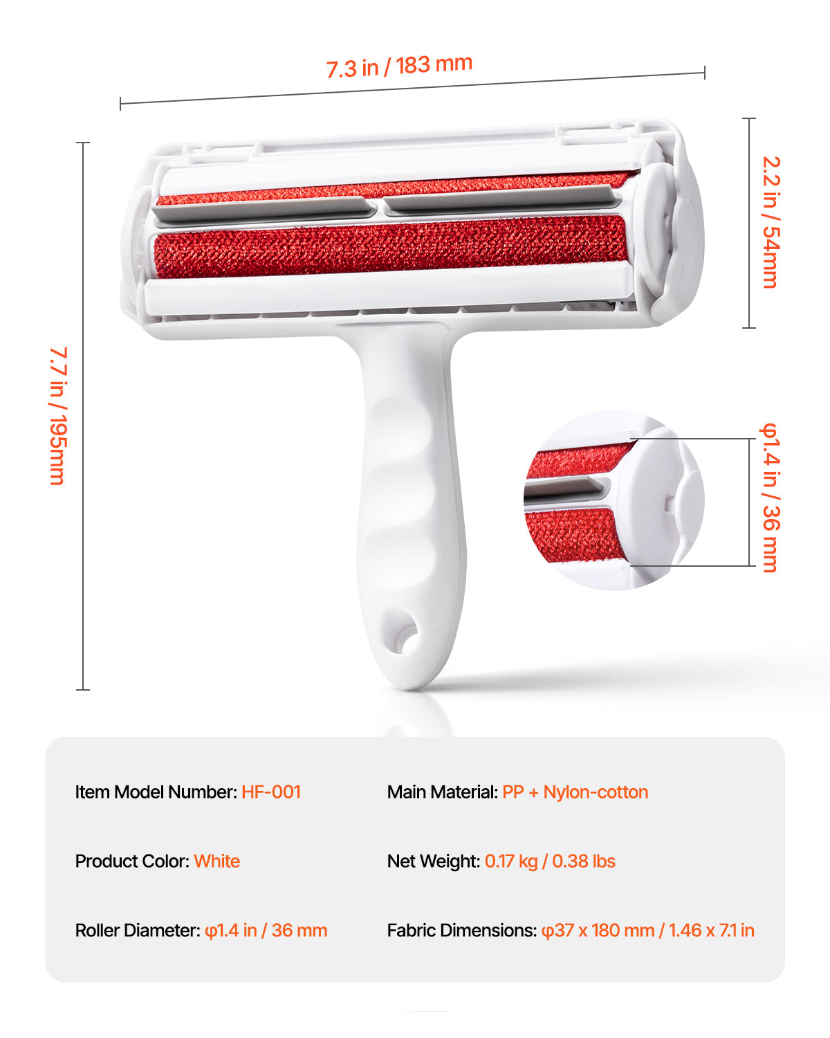 Pet Hair Remover Roller Reusable Dual-sided Roller For Furniture Clothes