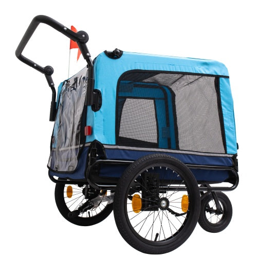 Outdoor Heavy Duty Foldable Pet Stroller Dog Carriers Bicycle | Blue
