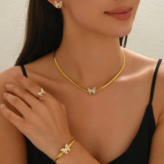 18K Gold Plated Butterfly Jewelry Set Lxalry | Hypoallergenic Gift