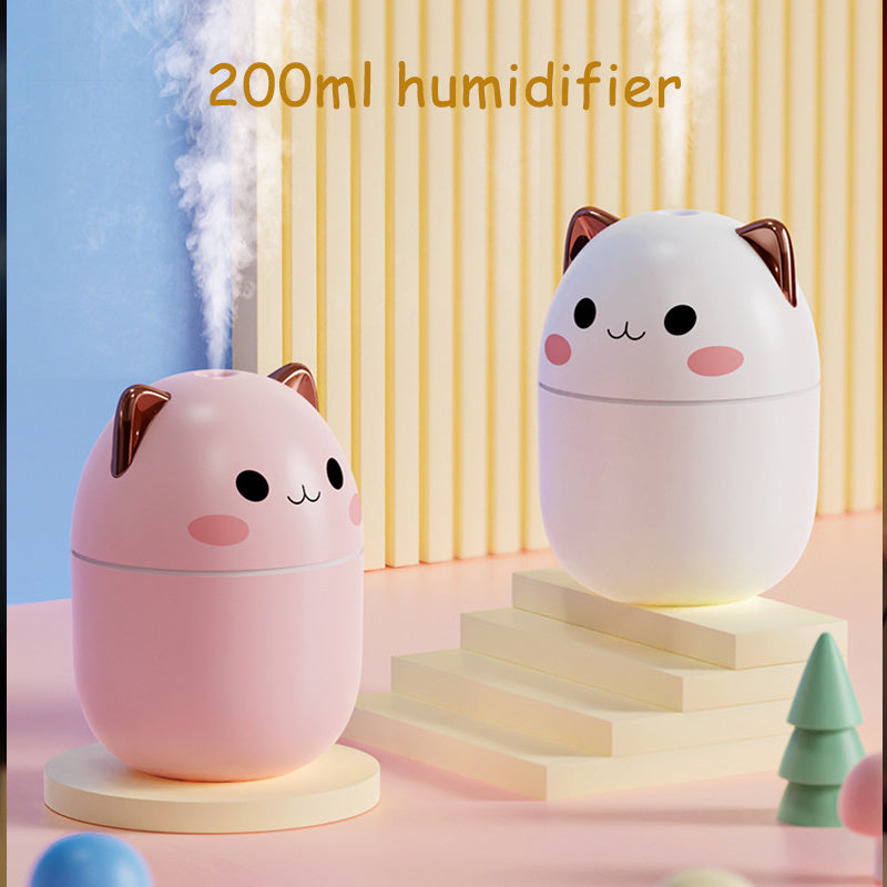 Cute Cat USB Air Humidifier & Aroma Diffuser | Silent Cool Mist with LED