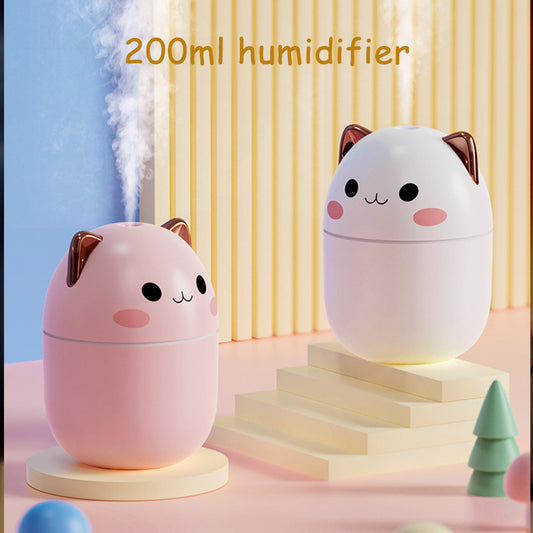 Cute Cat USB Air Humidifier & Aroma Diffuser | Silent Cool Mist with LED