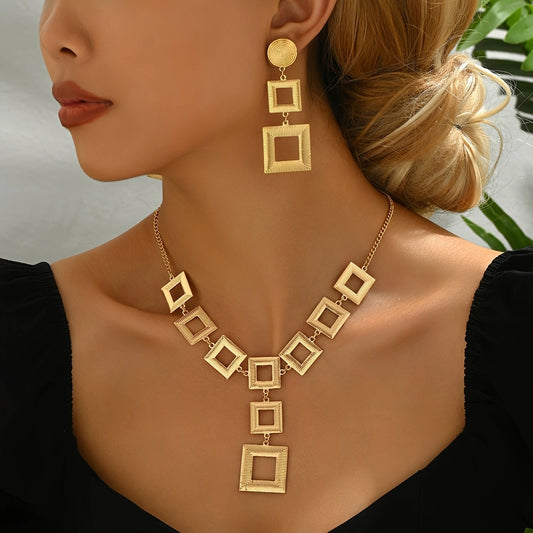 14K Gold Geometric Jewelry Set Lxalry Necklace