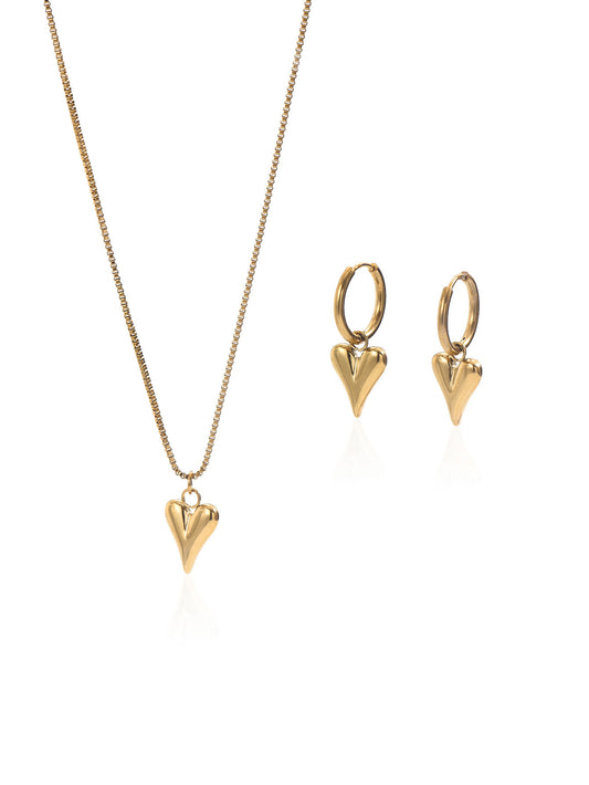 18K Gold Heart Jewelry Set | Daily Luxury Gift Women
