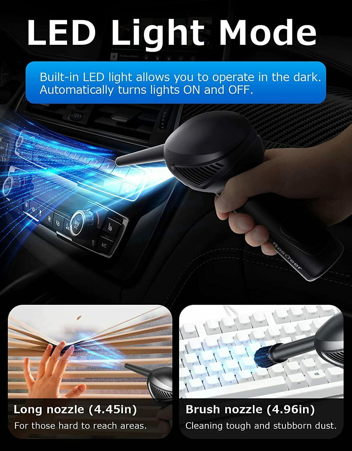 Rechargeable Air Duster Electric Cleaner Blower For Car PC Keyboard Pet
