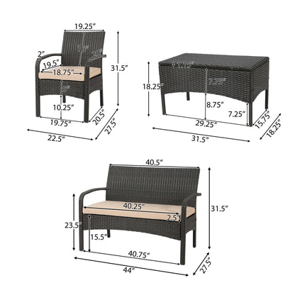 Outdoor WICKER 4 PC CHAT SET