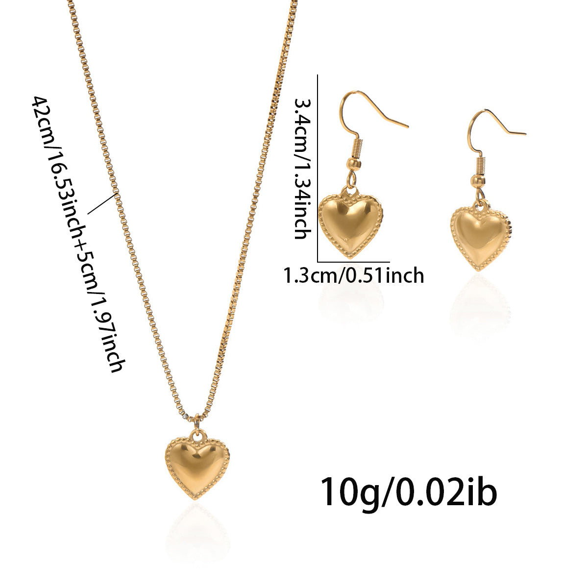18K Gold Symmetrical Heart Jewelry | Luxury Gift Set