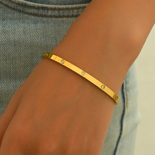 Gold Plated Stainless Steel Minimalist Bracelet Handmade Gift