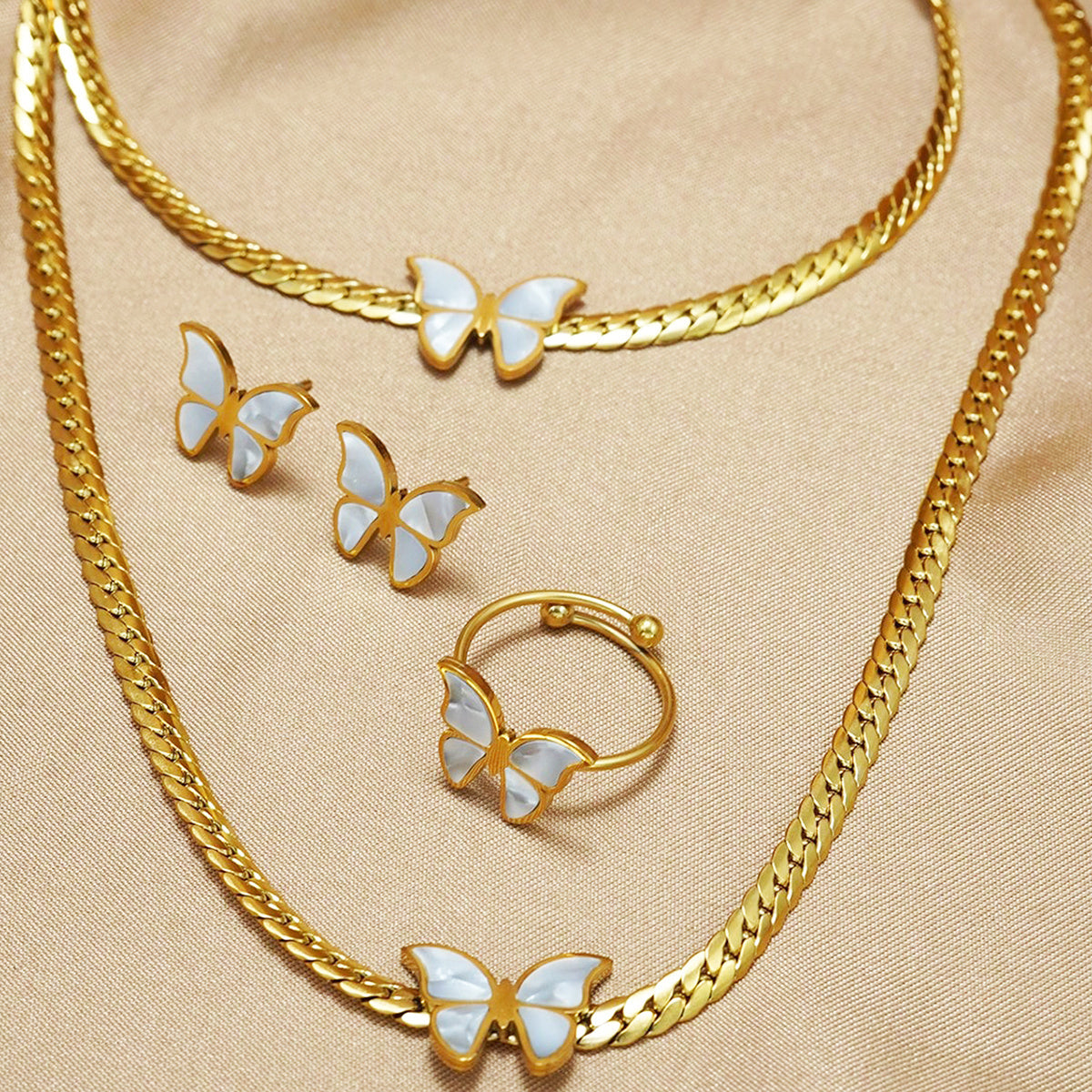 18K Gold Plated Butterfly Jewelry Set Lxalry | Hypoallergenic Gift