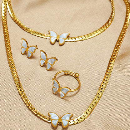18K Gold Plated Butterfly Jewelry Set Lxalry | Hypoallergenic Gift