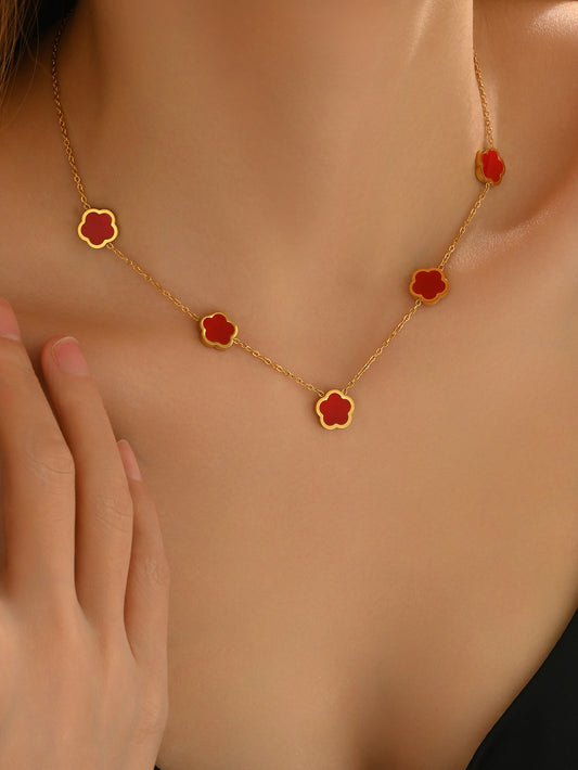 18K Gold Clover Necklace | Minimalist Luxury Gift Women