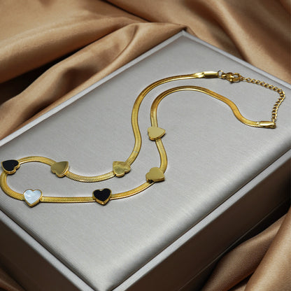 Lxalry 18K Gold Heart Necklace & Bracelet | Luxury Gift Set