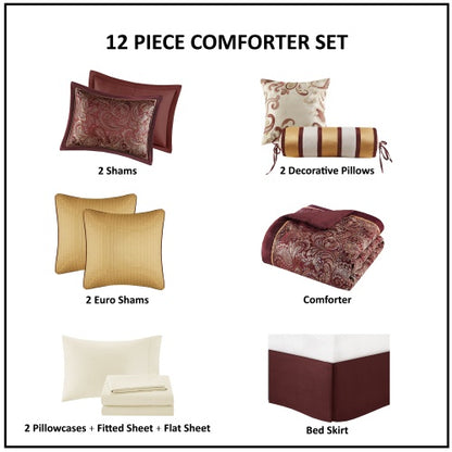 12 Piece Comforter Set With Cotton Bed Sheets