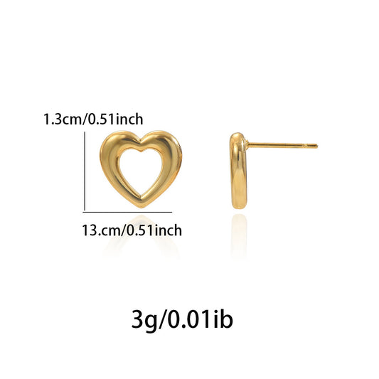 18K Gold Heart Earrings | Hypoallergenic Gift for Women