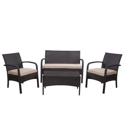 Outdoor WICKER 4 PC CHAT SET