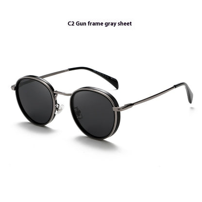 Round Frame Retro Sun Glasses Reflective Lenses